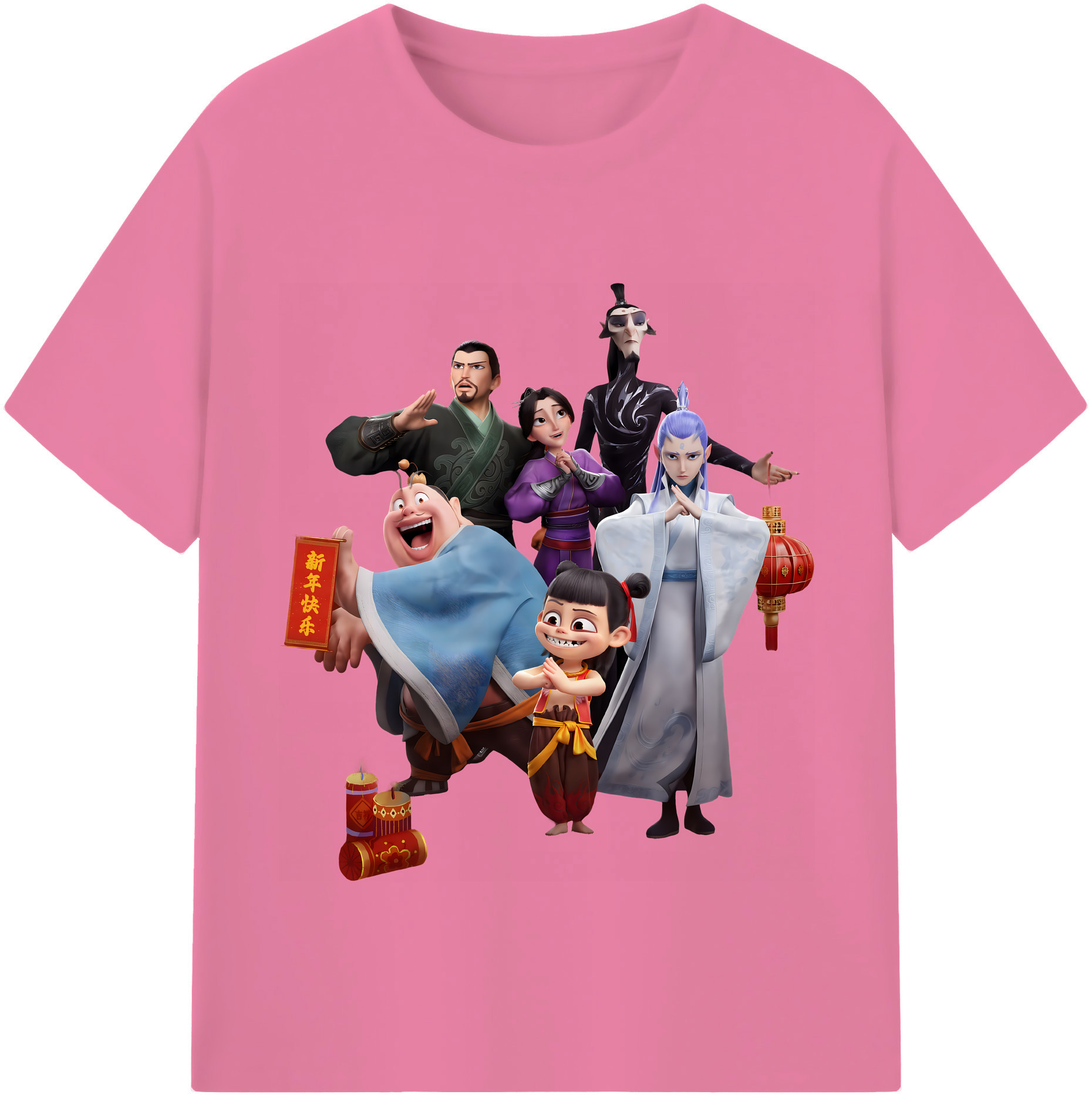 （画像用） Ne Zha 2 ナタ 魔童の大暴れ 綿100％半袖Tシャツ（フロントプリント）